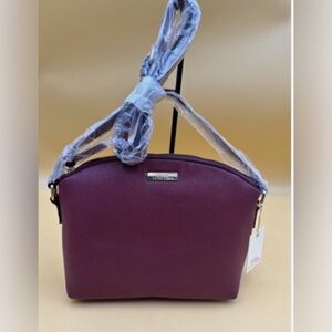 Trina Turk Wine Colored Vegan Leather Crossbody Zippered Purse